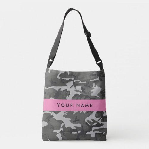 Gray Camouflage Pattern Your name Personalize Crossbody Bag