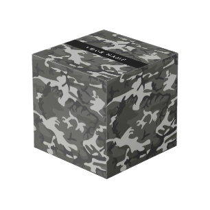 Gray Camouflage Pattern, Your name, Personalize Cube