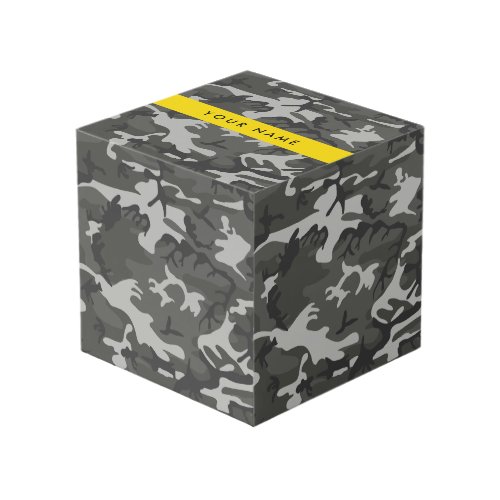 Gray Camouflage Pattern Your name Personalize Cube