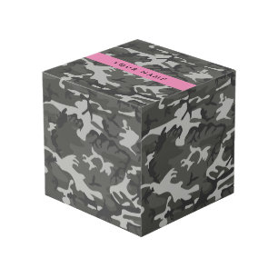 Gray Camouflage Pattern, Your name, Personalize Cube