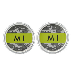 Gray Camouflage Pattern, Your name, Personalize Cufflinks