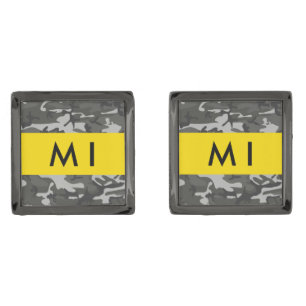 Gray Camouflage Pattern, Your name, Personalize Cufflinks