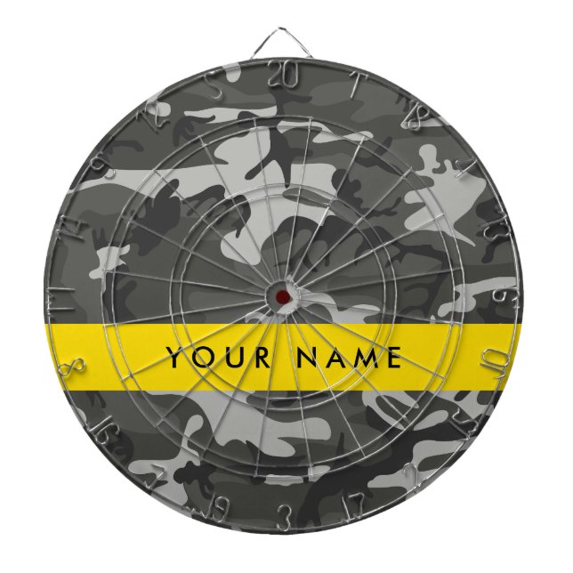 Gray Camouflage Pattern, Your name, Personalize Dart Board (Front)
