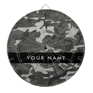Gray Camouflage Pattern, Your name, Personalize Dart Board