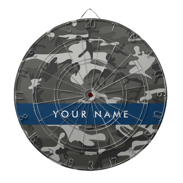 Gray Camouflage Pattern, Your name, Personalize Dart Board (Front)