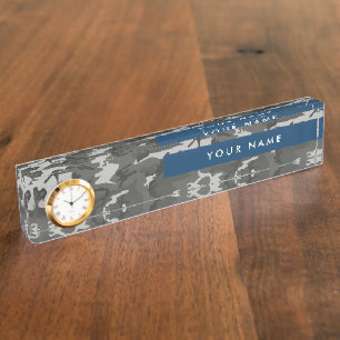 Gray Camouflage Pattern, Your name, Personalize Desk Name Plate