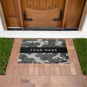 Gray Camouflage Pattern, Your name, Personalize Doormat