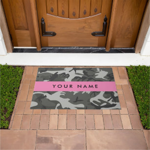 Gray Camouflage Pattern, Your name, Personalize Doormat