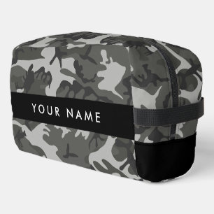 Gray Camouflage Pattern, Your name, Personalize Dopp Kit