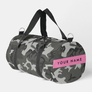 Gray Camouflage Pattern, Your name, Personalize Duffle Bag