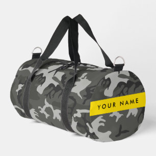 Gray Camouflage Pattern, Your name, Personalize Duffle Bag