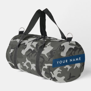 Gray Camouflage Pattern, Your name, Personalize Duffle Bag