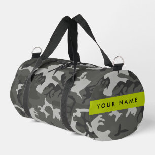 Gray Camouflage Pattern, Your name, Personalize Duffle Bag