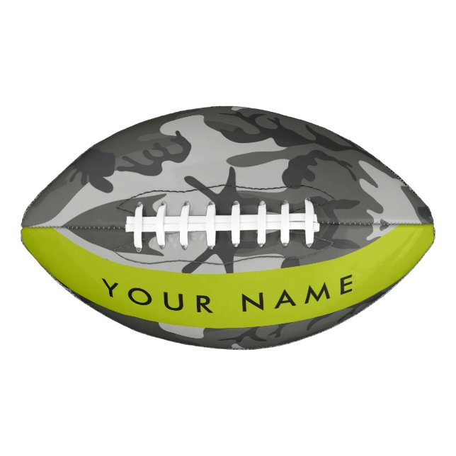 Gray Camouflage Pattern, Your name, Personalize Football (Front)