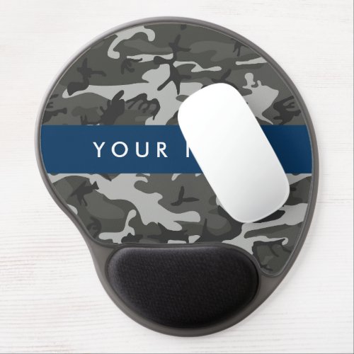 Gray Camouflage Pattern Your name Personalize Gel Mouse Pad