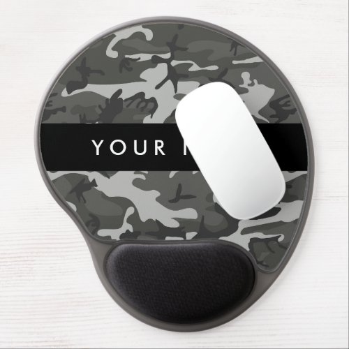 Gray Camouflage Pattern Your name Personalize Gel Mouse Pad