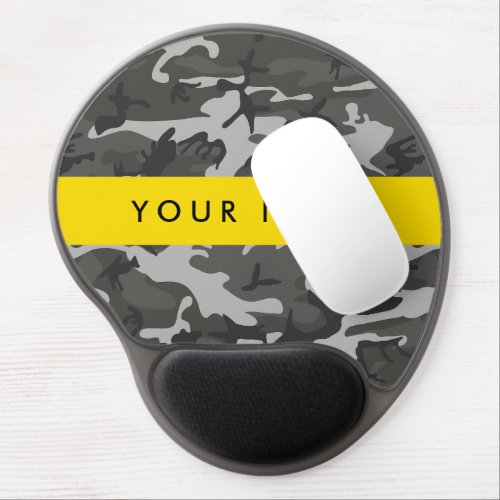 Gray Camouflage Pattern Your name Personalize Gel Mouse Pad