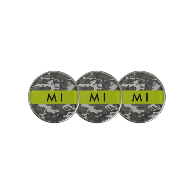 Gray Camouflage Pattern, Your name, Personalize Golf Ball Marker (3 Up)