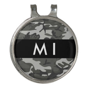Gray Camouflage Pattern, Your name, Personalize Golf Hat Clip