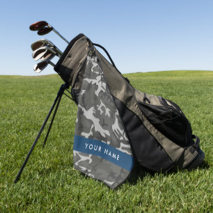 Gray Camouflage Pattern, Your name, Personalize Golf Towel