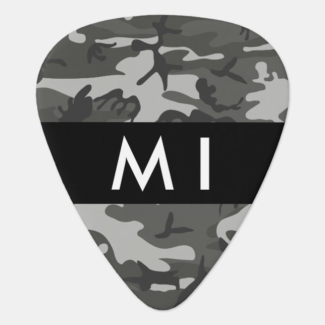 Gray Camouflage Pattern, Your name, Personalize Guitar Pick (Front)