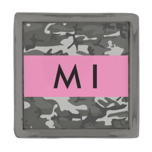 Gray Camouflage Pattern, Your name, Personalize Gunmetal Finish Lapel Pin