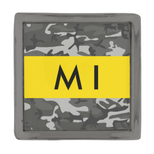 Gray Camouflage Pattern, Your name, Personalize Gunmetal Finish Lapel Pin