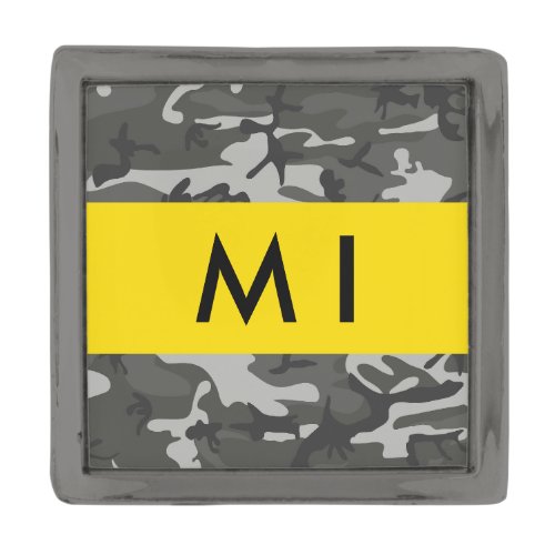 Gray Camouflage Pattern Your name Personalize Gunmetal Finish Lapel Pin