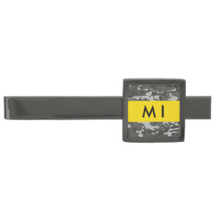 Gray Camouflage Pattern, Your name, Personalize Gunmetal Finish Tie Bar