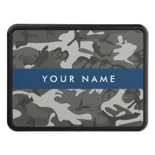 Gray Camouflage Pattern, Your name, Personalize Hitch Cover