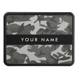 Gray Camouflage Pattern, Your name, Personalize Hitch Cover