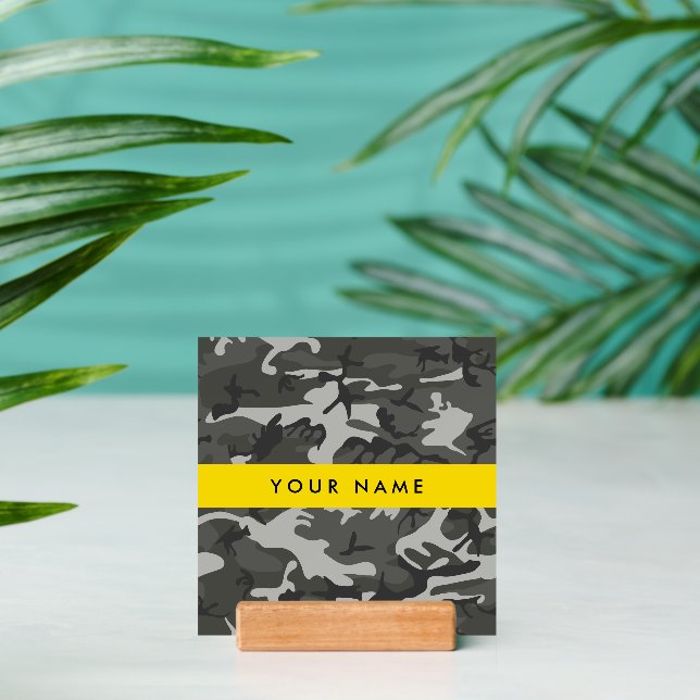 Gray Camouflage Pattern, Your name, Personalize Holder (Insitu 2 (Back))