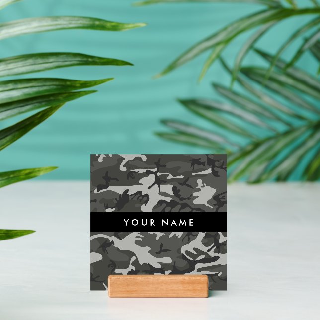 Gray Camouflage Pattern, Your name, Personalize Holder (Insitu 2 (Back))