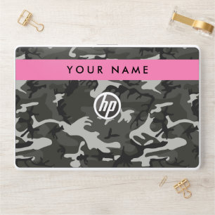 Gray Camouflage Pattern, Your name, Personalize HP Laptop Skin