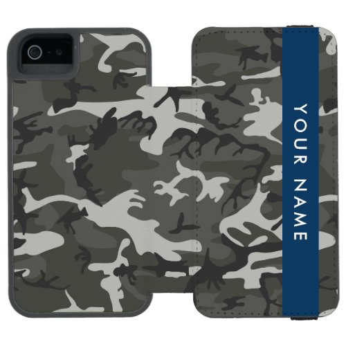 Gray Camouflage Pattern Your name Personalize iPhone SE55s Wallet Case