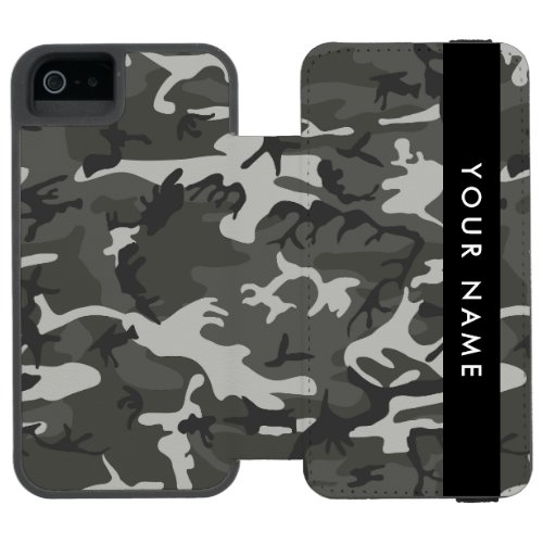 Gray Camouflage Pattern Your name Personalize iPhone SE55s Wallet Case