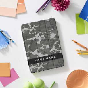 Gray Camouflage Pattern, Your name, Personalize iPad Pro Cover