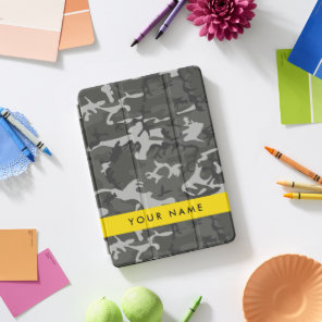 Gray Camouflage Pattern, Your name, Personalize iPad Pro Cover