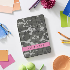 Gray Camouflage Pattern, Your name, Personalize iPad Pro Cover