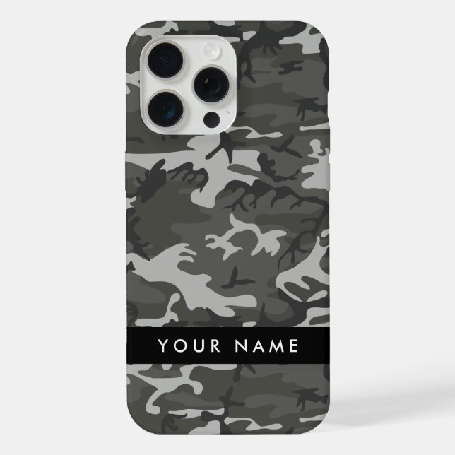Gray Camouflage Pattern, Your name, Personalize Iphone Case (Back)
