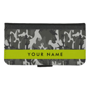 Gray Camouflage Pattern, Your name, Personalize iPhone 8/7 Wallet Case