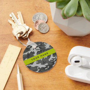 Gray Camouflage Pattern, Your name, Personalize Keychain