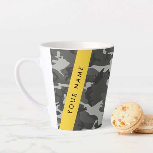 Gray Camouflage Pattern Your name Personalize Latte Mug