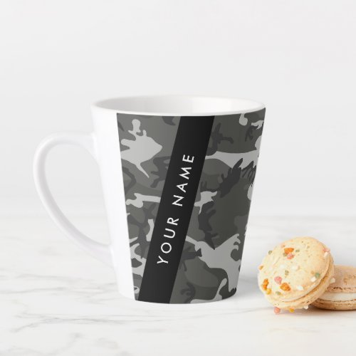 Gray Camouflage Pattern Your name Personalize Latte Mug
