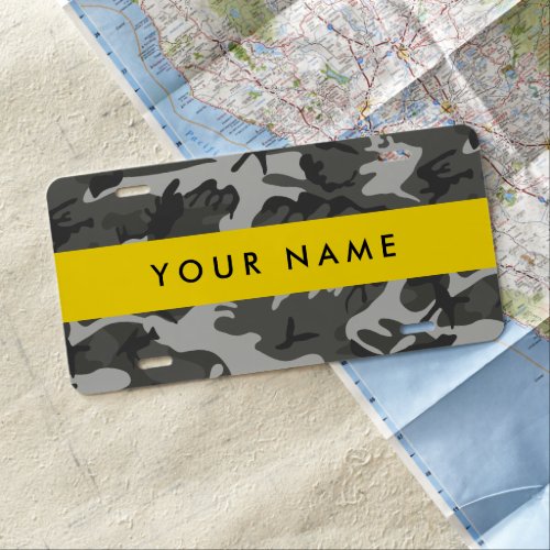 Gray Camouflage Pattern Your name Personalize License Plate
