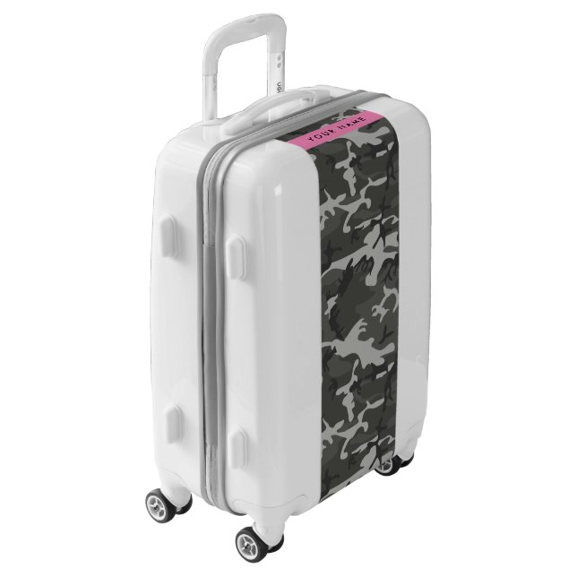 Gray Camouflage Pattern, Your name, Personalize Luggage (Rotated Left)