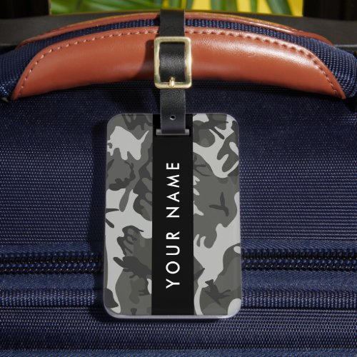 Gray Camouflage Pattern Your name Personalize Luggage Tag