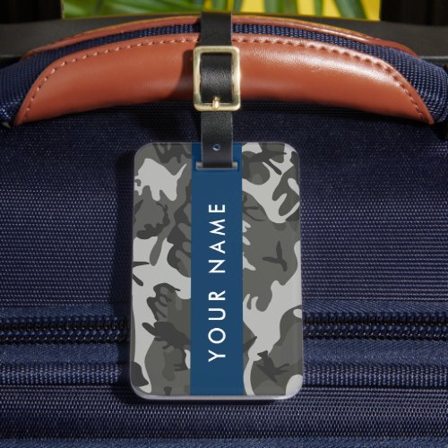 Gray Camouflage Pattern Your name Personalize Luggage Tag