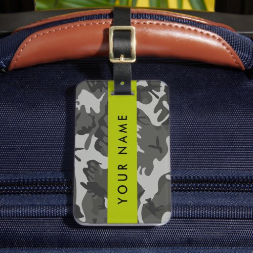 Gray Camouflage Pattern Your name Personalize Luggage Tag