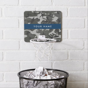 Gray Camouflage Pattern, Your name, Personalize Mini Basketball Hoop